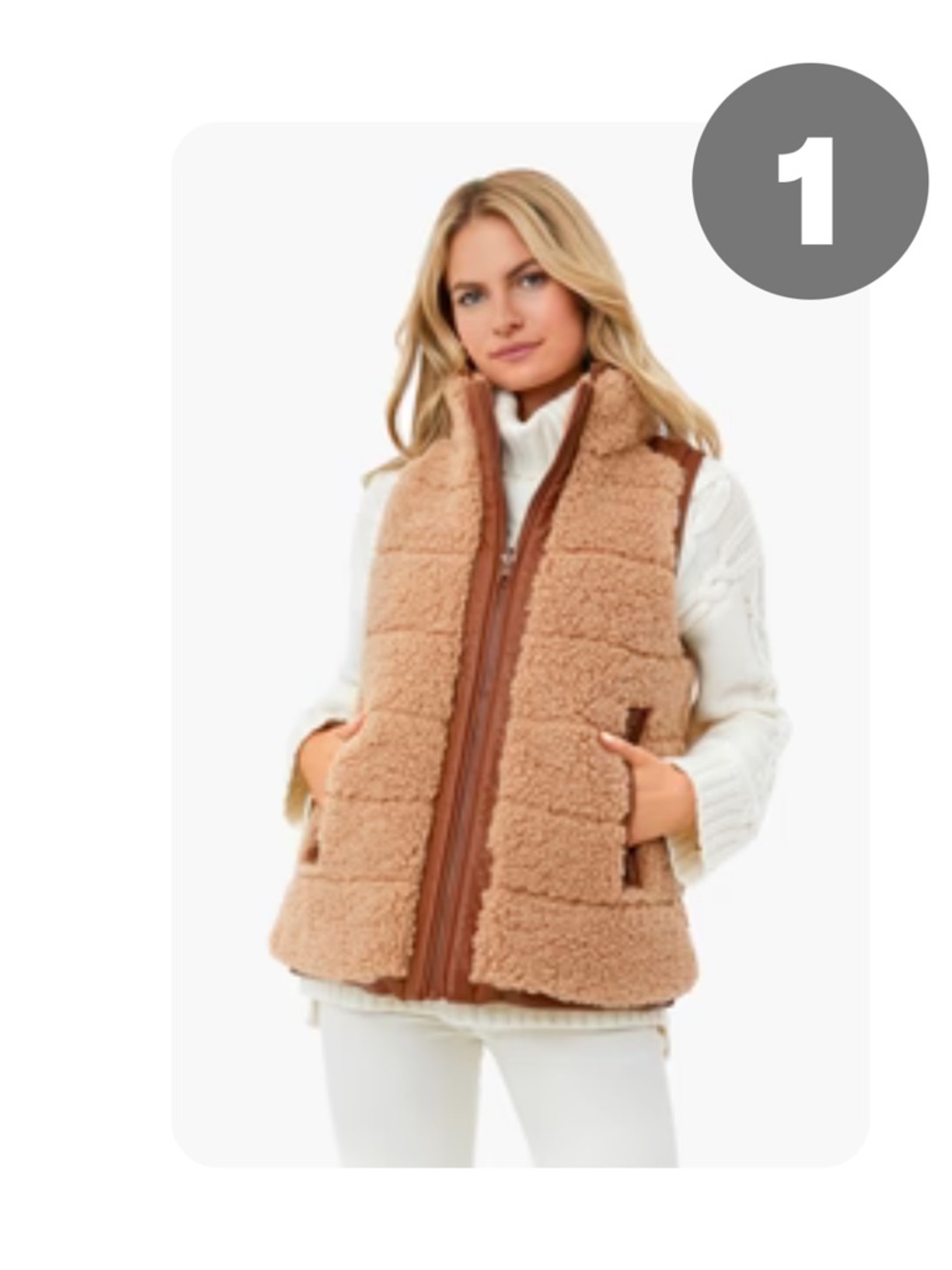Women’s size medium - Camel Leather & Shearling Reversible Beckham Vest